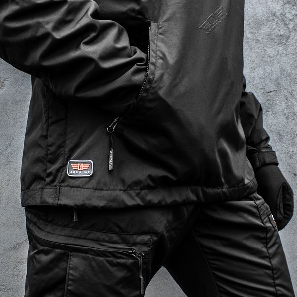 Insulated windbreaker anorak (Jacket) "TRAVEL DEFENCE" BLACK (Nylon+Microfleece) 00004000S0000000 photo