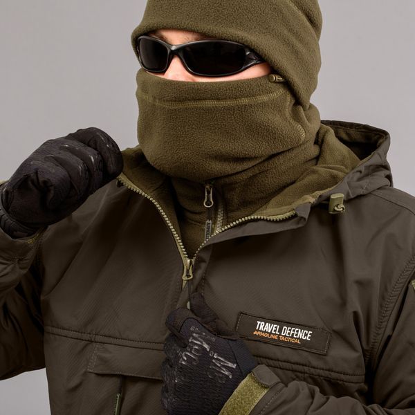 Komplet "TRAVEL DEFENCE" ANORAK DARK OLIVE 2 w 1 (Taslan + Mikropolar)