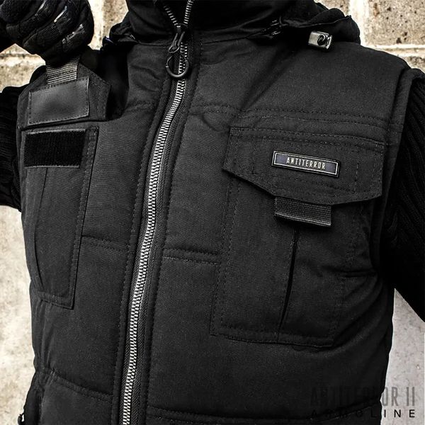 Insulated vest with hood "ANTITERROR II" BLACK (Membrane + Sintepon) 00051000S0000000 photo