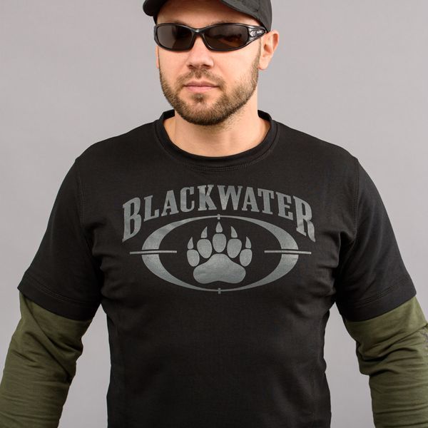 T-shirt with sleeves "BLACK WATER" BLACK & OLIVE (Knitwear) 0028503XL0000000 photo