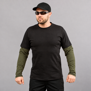 Футболка с рукавами "BLACK & OLIVE" (Трикотаж) 00459000S0000000 фото