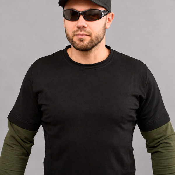 Футболка с рукавами "BLACK & OLIVE" (Трикотаж) 00459000S0000000 фото