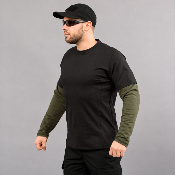 Футболка с рукавами "BLACK & OLIVE" (Трикотаж) 00459000S0000000 фото