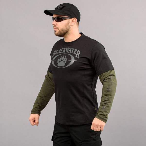 T-shirt with sleeves "BLACK WATER" BLACK & OLIVE (Knitwear) 0028500XL0000000 photo