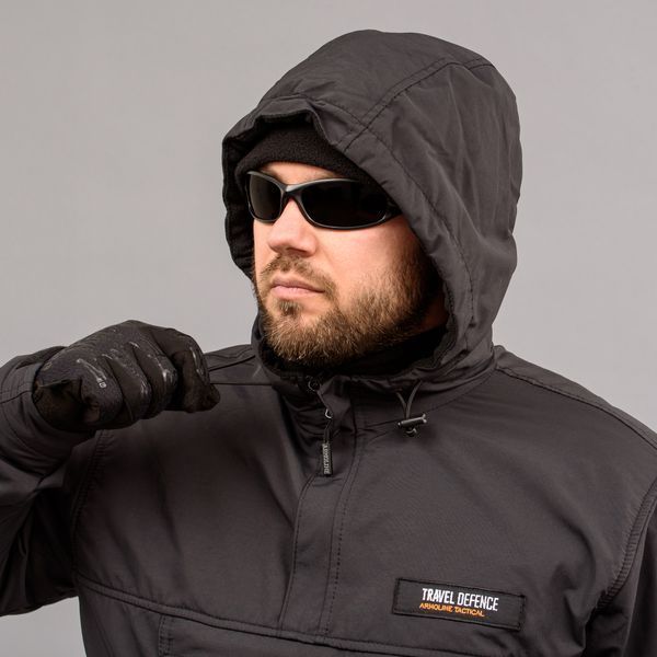 Komplet "TRAVEL DEFENCE" ANORAK BLACK 2 w 1 (Taslan + Mikropolar)