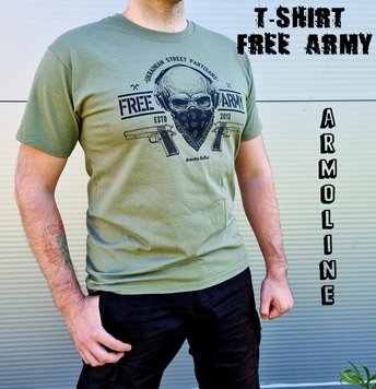 T-shirt "FREE ARMY" OLIVE (Cotton) 00272000S0000000 photo