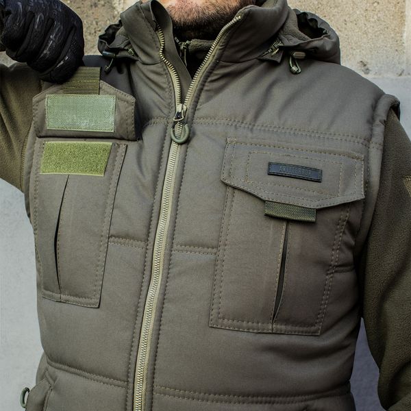 Insulated vest with hood "ANTITERROR II" OLIVE (Membrane + Sintepon) 00053000S0000000 photo