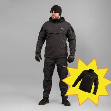 Komplet "TRAVEL DEFENCE" 3 w 1 ANORAK BLACK (Taslan + Mikropolar)