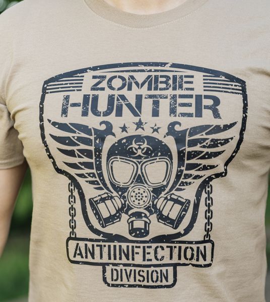 Футболка с принтом "ZOMBIE HUNTER" KHAKI (Хлопок) 0044303XL0000000 фото