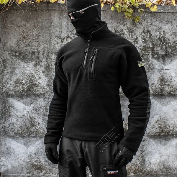 Tactical sweatshirt 1/4 Zip "TRAVEL DEFENCE" BLACK (Microfleece) 00245000S0000000 photo