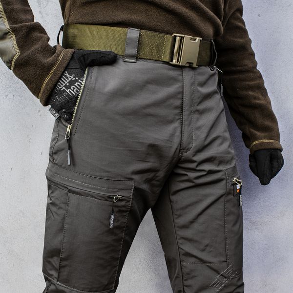 Insulated pants with belt "TRAVEL DEFENCE" DARK OLIVE (Taslan + Microfleece) 00321000S0000000 photo