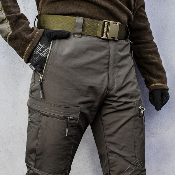 Insulated pants with belt "TRAVEL DEFENCE" OLIVE (Taslan + Microfleece) 00324000S0000000 photo