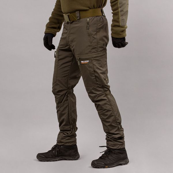 Insulated pants with belt "TRAVEL DEFENCE" DARK OLIVE (Taslan + Microfleece) 00321000L0000000 photo
