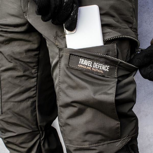 Insulated pants with belt "TRAVEL DEFENCE" OLIVE (Taslan + Microfleece) 00324000S0000000 photo